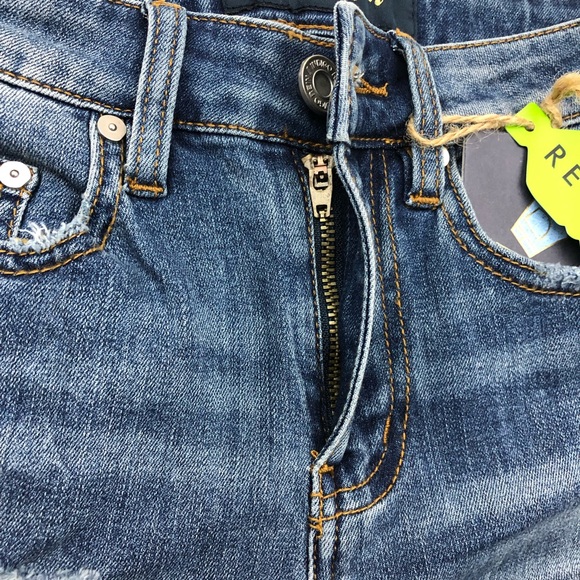 Indigo Rein High Rise Recycled Denim Bermuda Shorts Juniors Size 0 Waist 23” NEW - Picture 9 of 11
